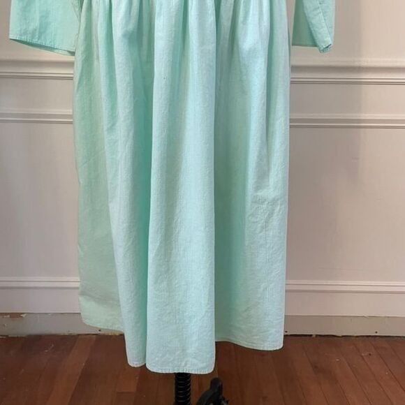 Vintage 80s Alicia Mint Green Cowl Neck Blouson Midi Dress 6 M - Picture 3 of 11